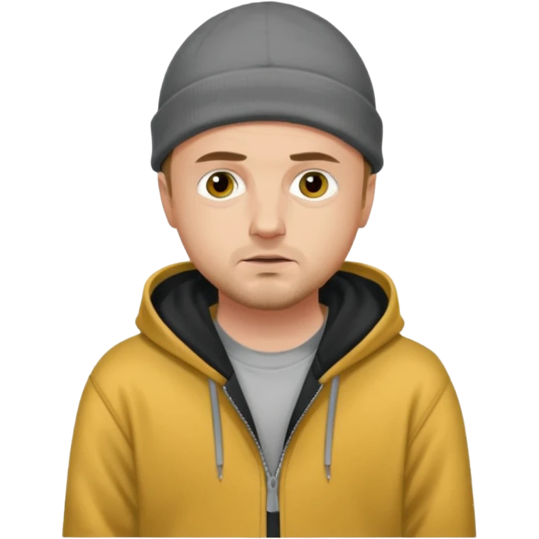 Illustrate Jesse Pinkman in hoodie & beanie with casual slouched pose. emoji
