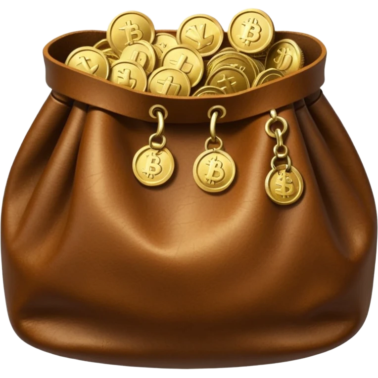 coins inside leather bag emoji