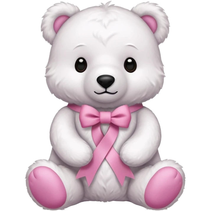 white bear with pink ribbon emoji