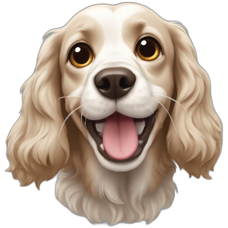 Spaniel sacando lengua emoji