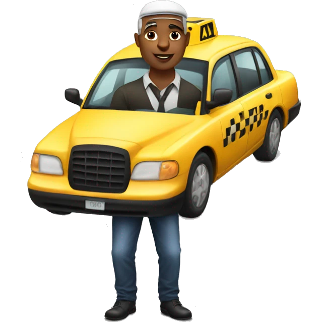 taxi driver with girls on his sides emoji