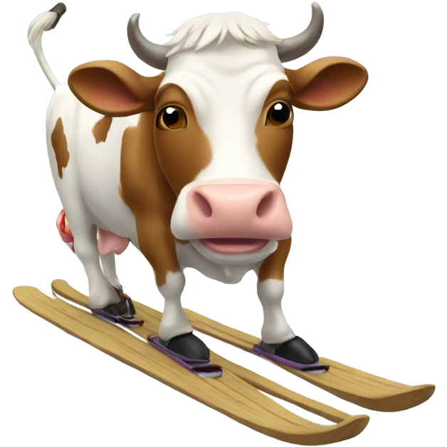 A cow skiing  emoji