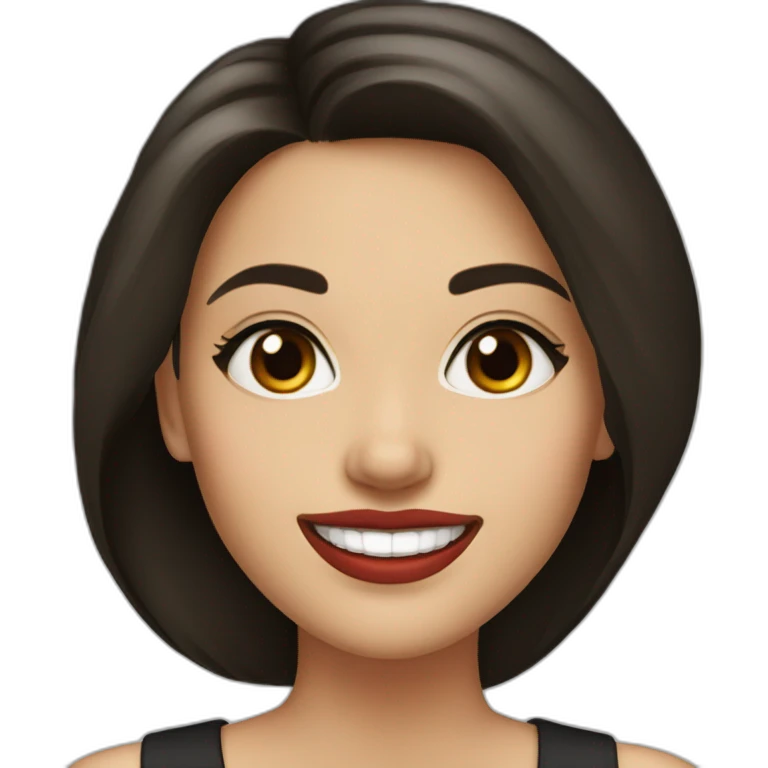 young-white-woman-with-dark-brown-eyes,-dark-long-hair,-red-lips,-big-smile,-black-dress emoji