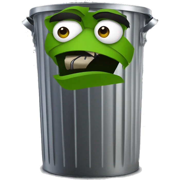 oscar the grouch inside metal trash can emoji