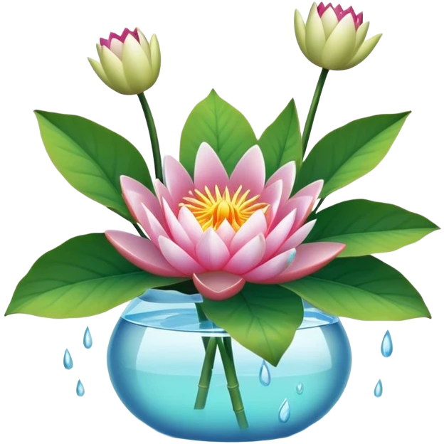 pot bouquet Water Lily, stem, Water Lily leaf emoji