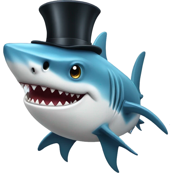 Shark with a top hat emoji