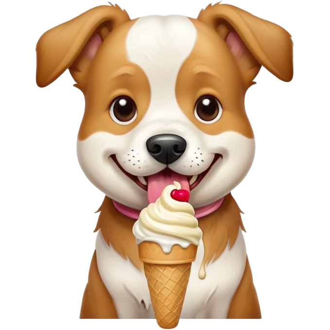 Pup eating ice cream
 emoji