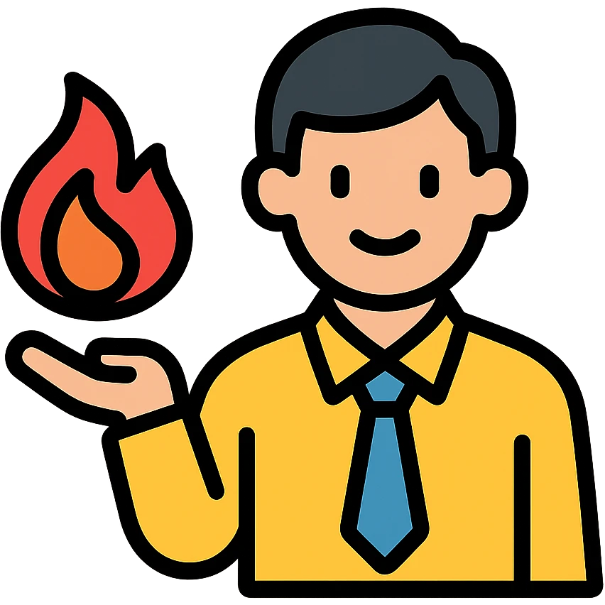 teacher with fire in hand emoji