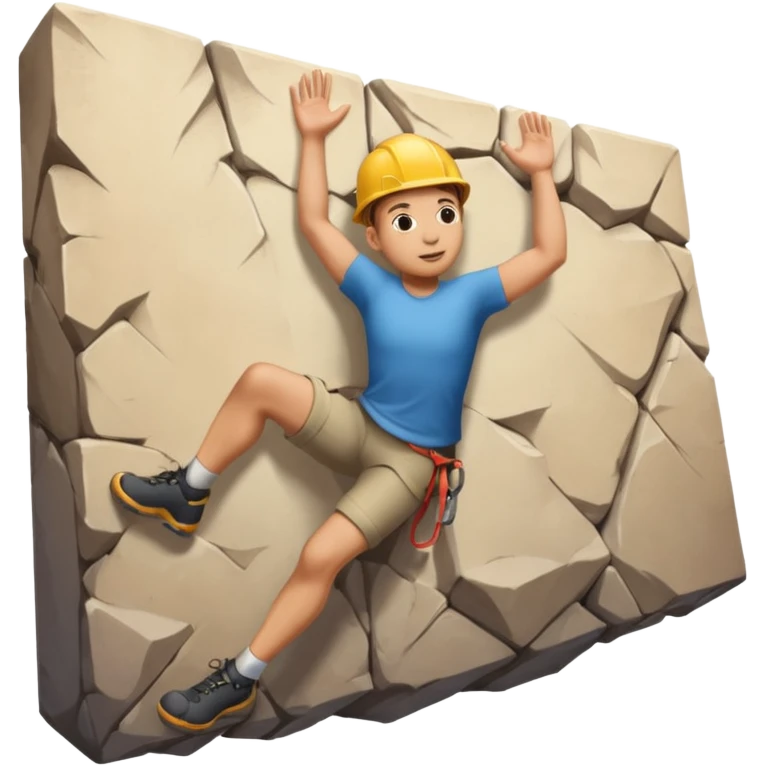 3D emoji style person climbing, wall pose, centered, soft shadow, white background. emoji