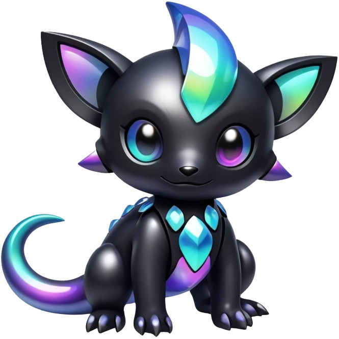 Modern futuristic Iridescent black dark fakemon-creature emoji