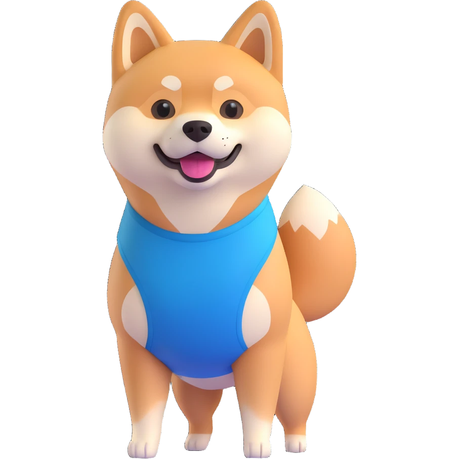 shiba inu standing happy, fitness emoji
