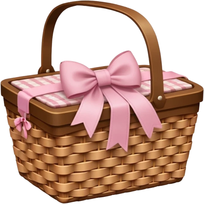 Picnic basket with light pink bow emoji