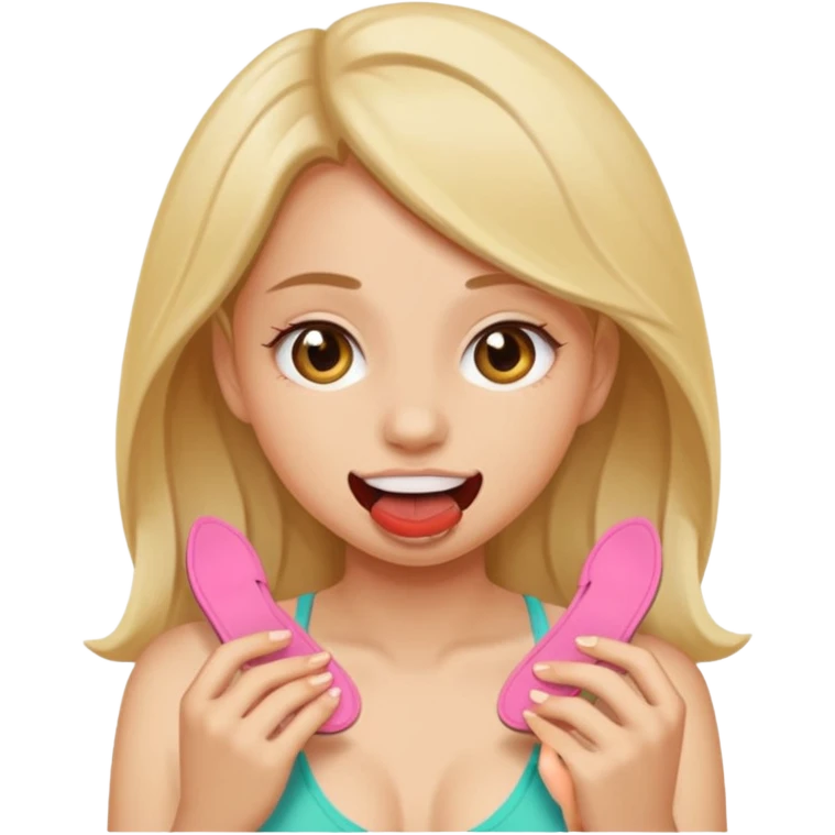 Girl biting her thongs  emoji