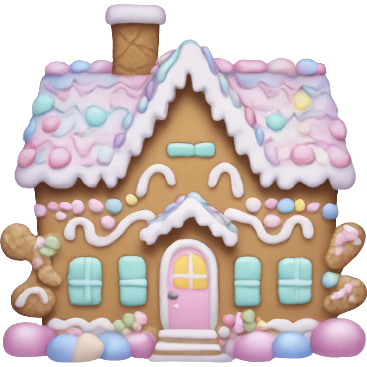 cute pastel gingerbread house emoji