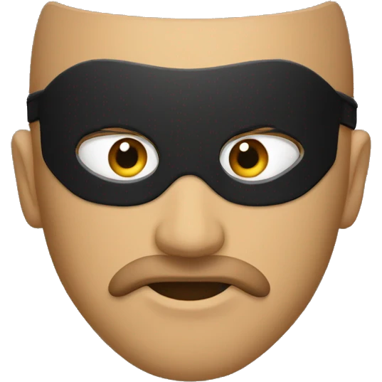 Homme brun masque noir sur le visage emoji