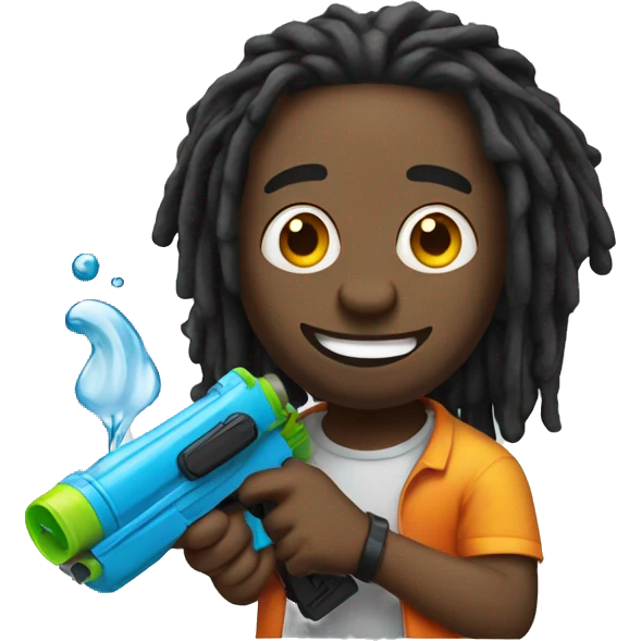 goofy  black guy with dreads and water gun emoji