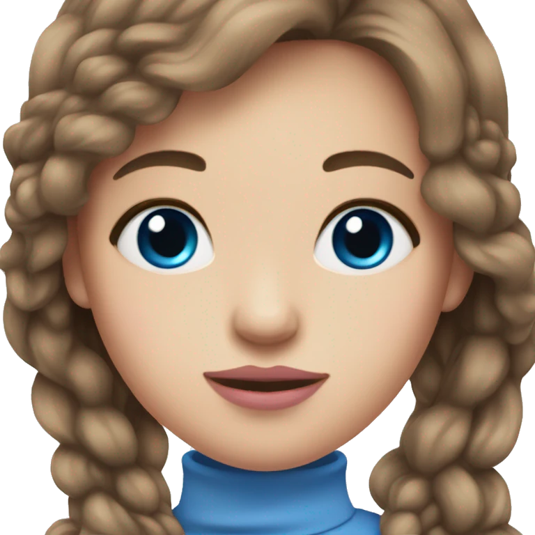 Girl with brown hair and blue eyes pink lips emoji