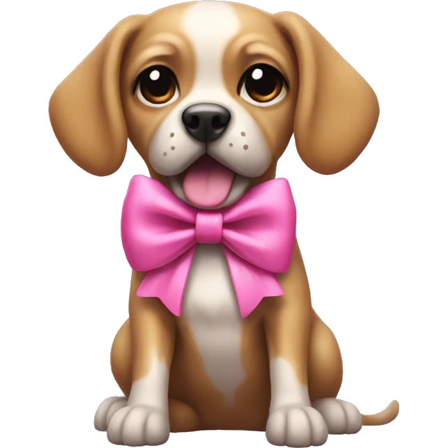 shit zu dog with a pink bow emoji