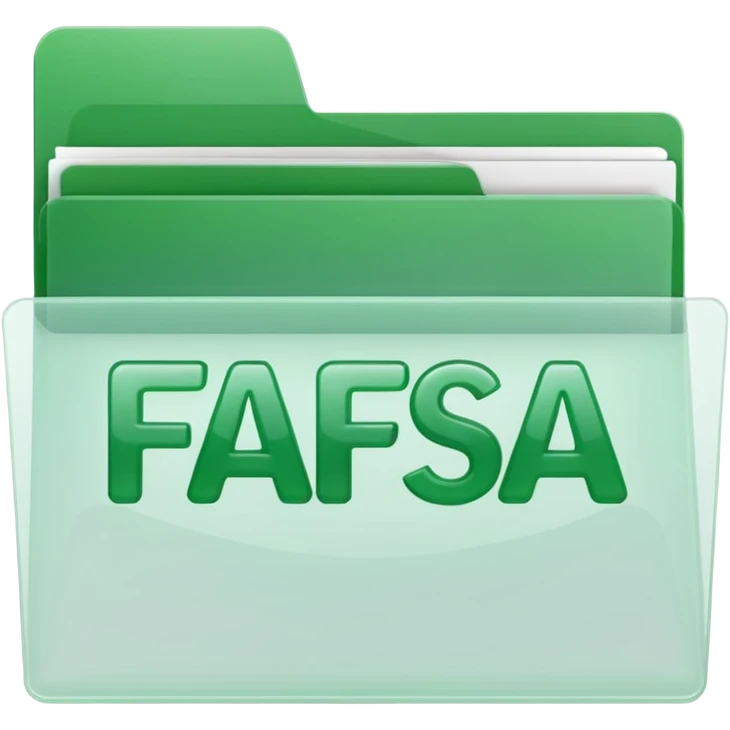 FAFSA green letters, plastic transparent white translucent folder emoji