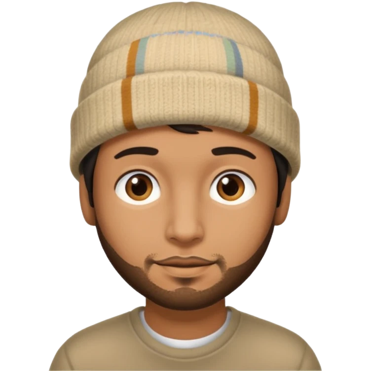 A brown hispanic man with a beanie emoji