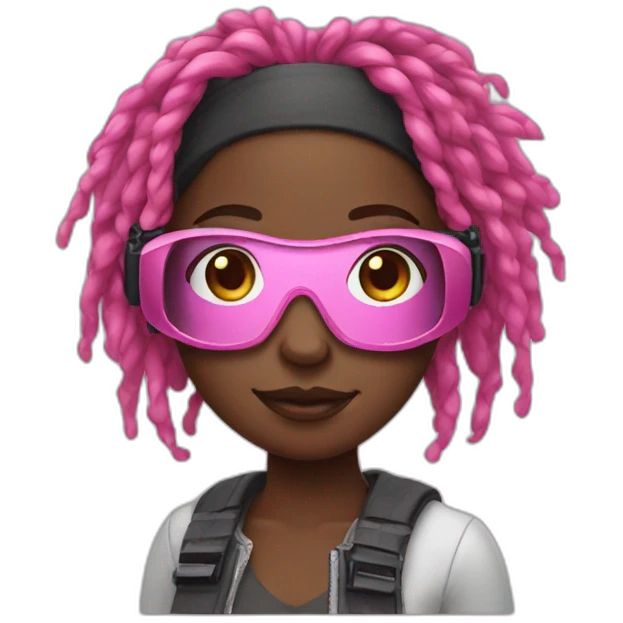 black girl with pink locs wearing VR headset emoji