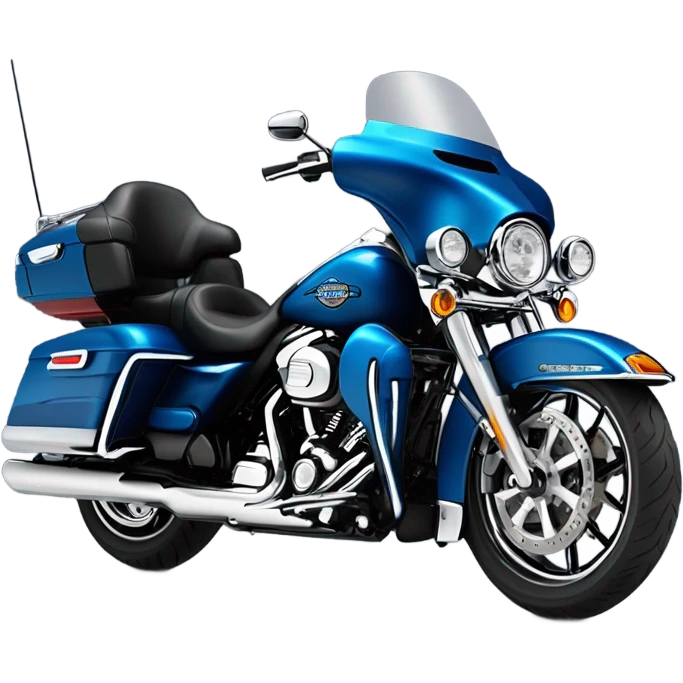 harley davidson ultra classic in big blue pearl and vivid black color scheme with recurve windshield and two shorter antennas  emoji