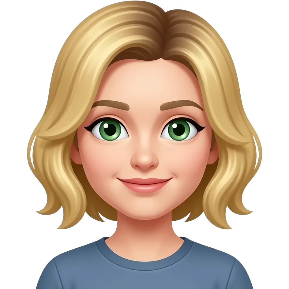 With blonde Highlights and Green eyes emoji