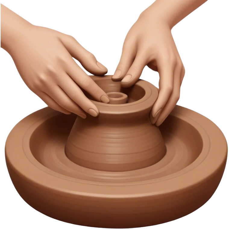 Pottery, clay sculpture, pottery wheel, hands shaping clay, earthy tones, simple design, minimalistic, on a white background, no extra details emoji