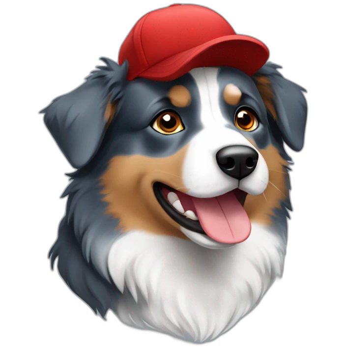 Blue australian shepherd with red cap emoji