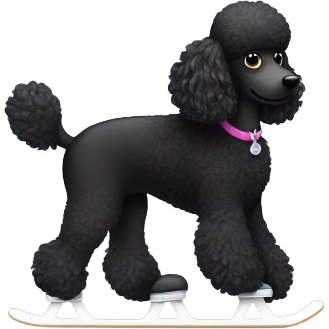 Black poodle ice skating emoji