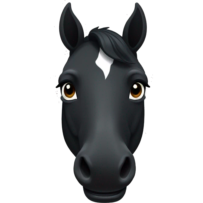 black horse with a white stripe on face smiling  emoji