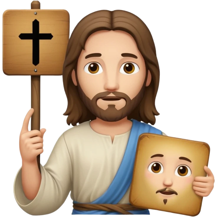 Jésus avec une pancarte dans ses mains dans ses mains emoji
