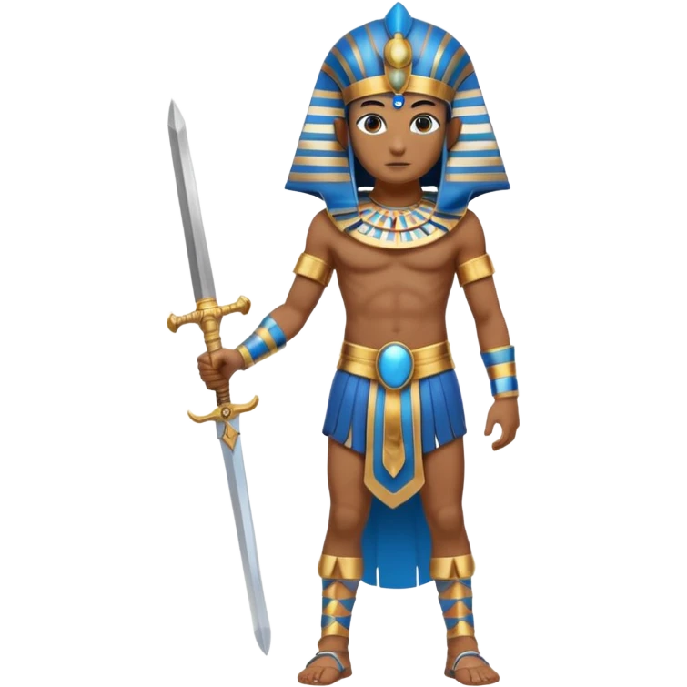 fullbody egyptian ancient soldier with sword and blue headdress emoji