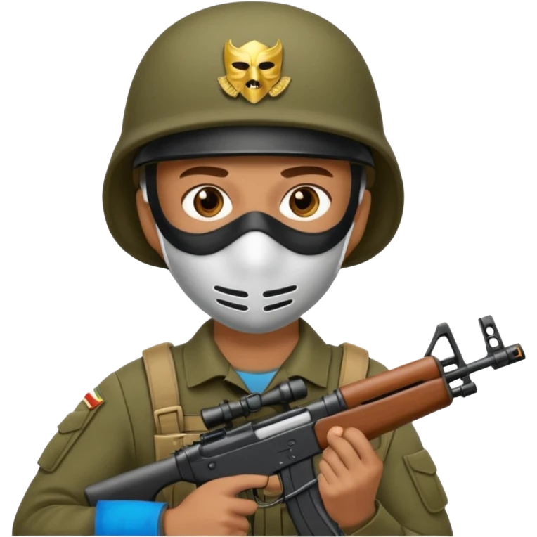 Soldier holding rifle with mask on
 emoji