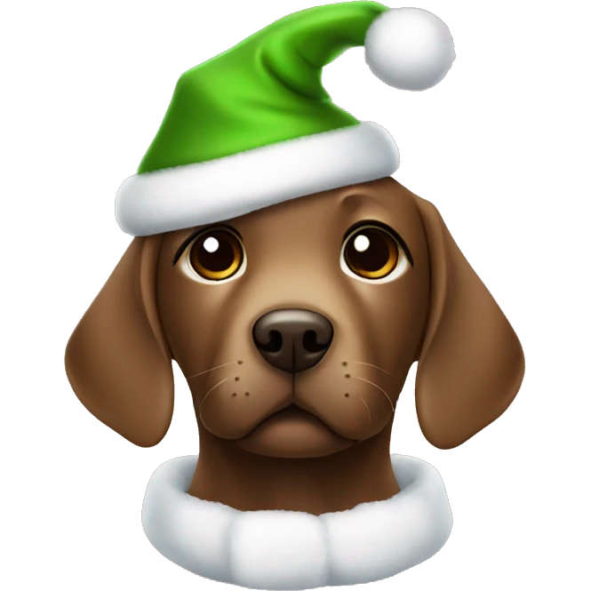 cute baby brown labrador with a christmas costume emoji