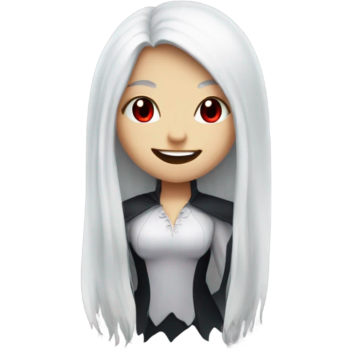 happy vampire girl red eyes white hair emoji