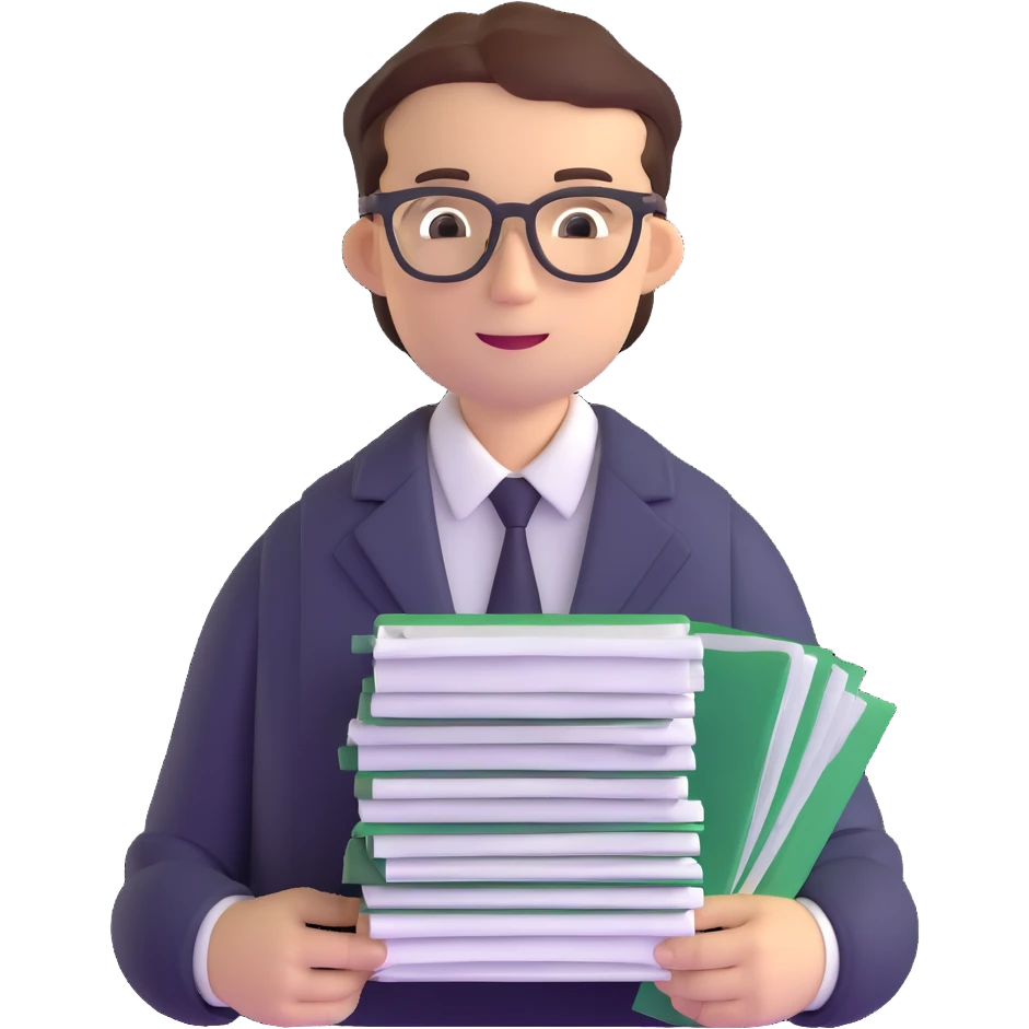 accountant with glasses and stack of papers emoji