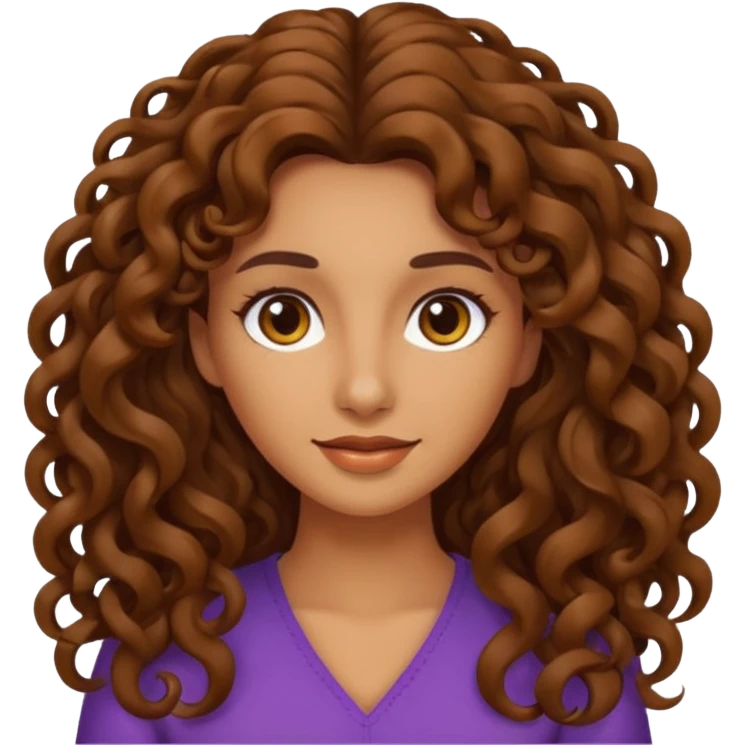 Mujer piel canela y pelo rizado largo  emoji