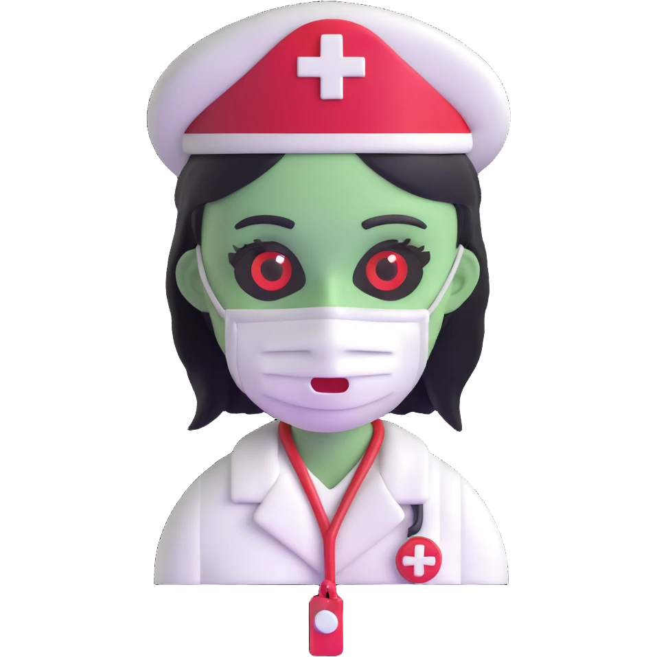 zombie nurse female with nurse hat and medical mask emoji