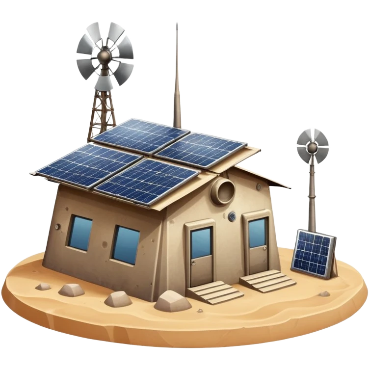 Desert outpost with solar panels and antennas emoji