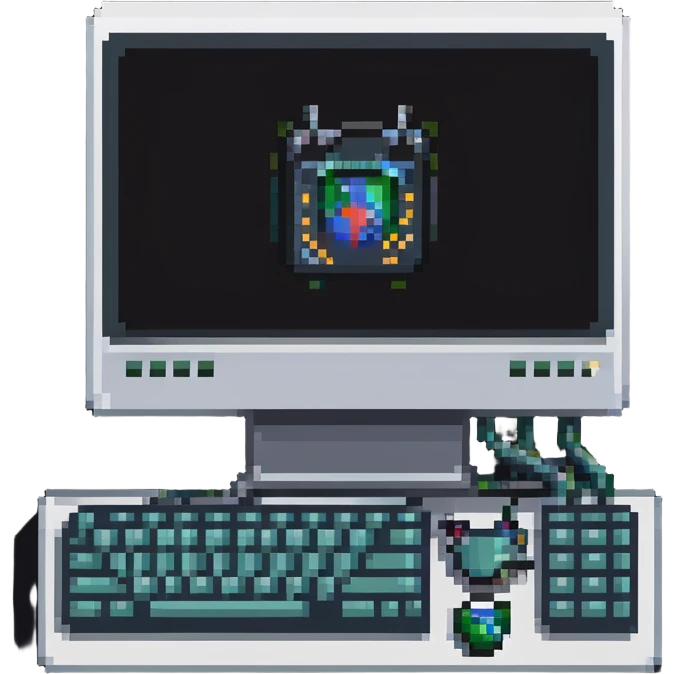 Computer with code on screen, programming logo emoji