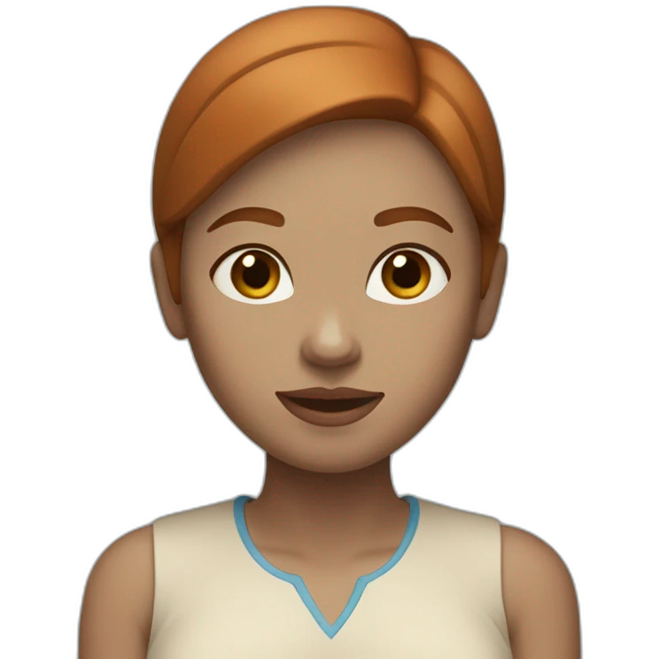 Dark gingerhair woman with blue eyes and with straight short hair, blue eyes and light beige skin  emoji