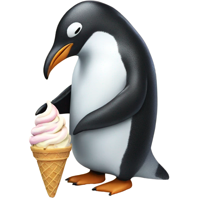 Penguin eating ice cream emoji