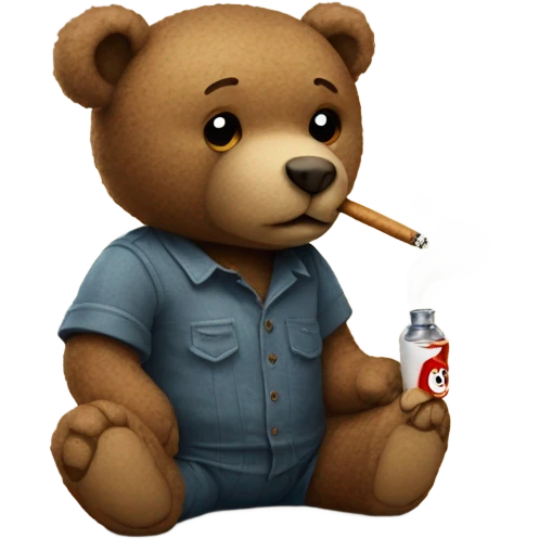 Teddy bear smoking emoji