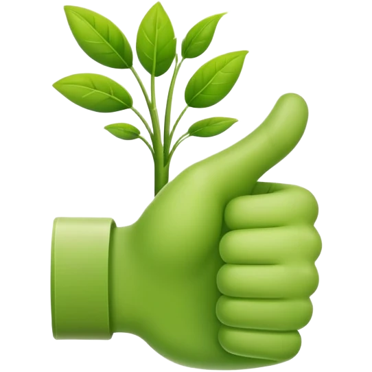 thumbs up gesture with a green thumb, gardening concept emoji