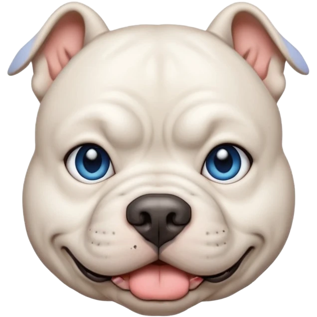 White American bully dog with blue left eye emoji