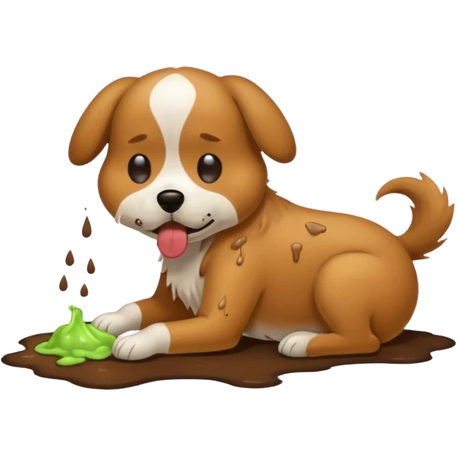 the dog is vomiting on the floor emoji
