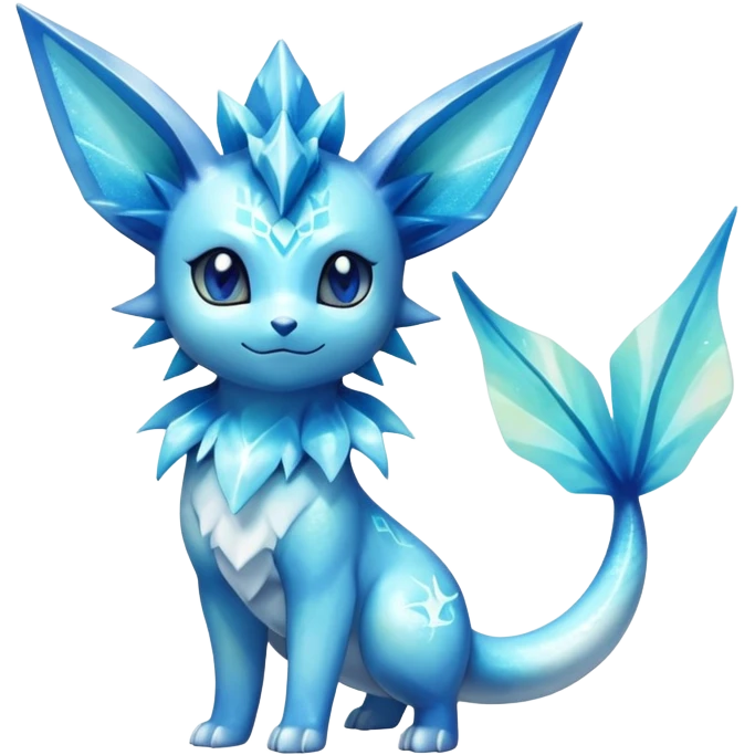 Shiny Sparkly Ethereal Iridescent Nebulae Exotic Colorful Vaporeon-Glaceon-Amaura-Aurorus-Fakémon-hybrid-creature (full body)  emoji