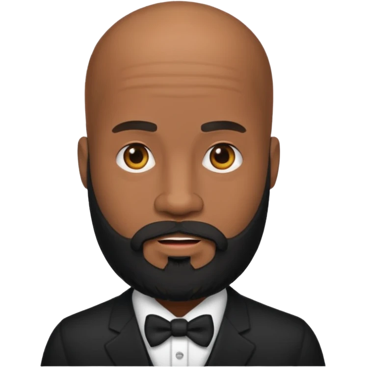 A black gigolo with a full beard and bald head emoji