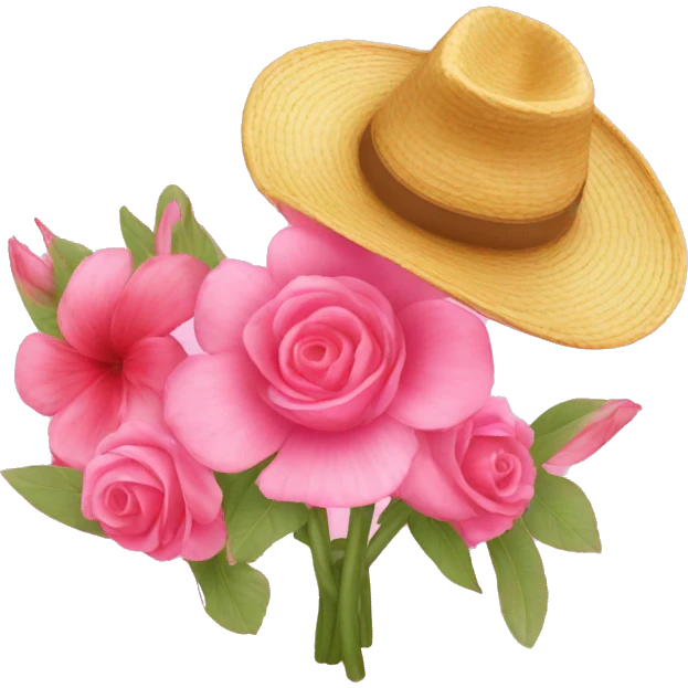 necesito un emojis de color rosa que tenga un sombrero de flores emoji